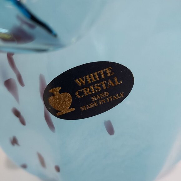 Murano Free Form Hand-Blown Blue Black Speckled Glass Vase Bowl Tulip Flower - Picture 7 of 10